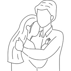 Hand drawn couple hug illustration