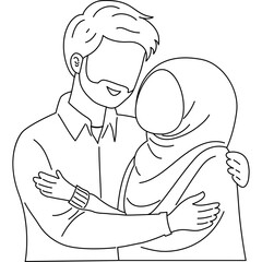Hand drawn couple hug illustration