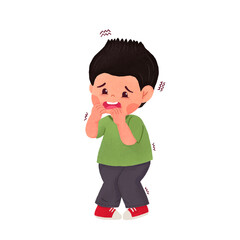 little boy afraid illustration