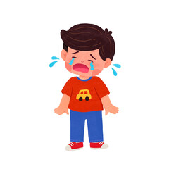little boy sad crying illustration