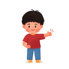 little boy with thumb up
