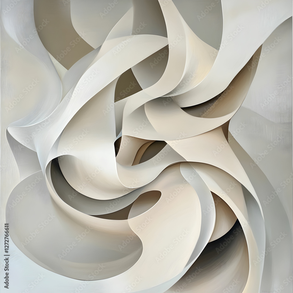 Poster an abstract composition featuring smooth bends and curves, creating a flowing, organic design