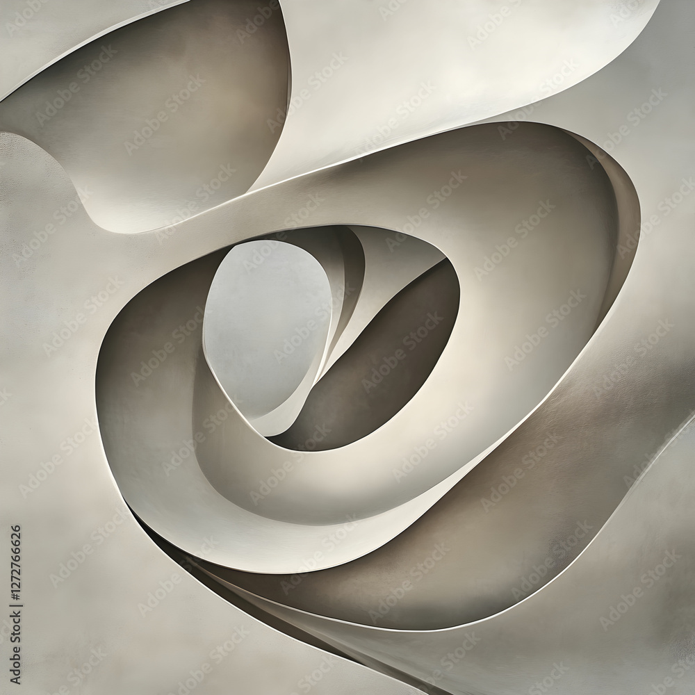 Poster an abstract composition featuring smooth bends and curves, creating a flowing, organic design