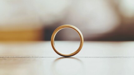 Dementia risk symbolized by a forgotten wedding ring on a dresser. Soft lighting, neutral tones evoke lost love and memory