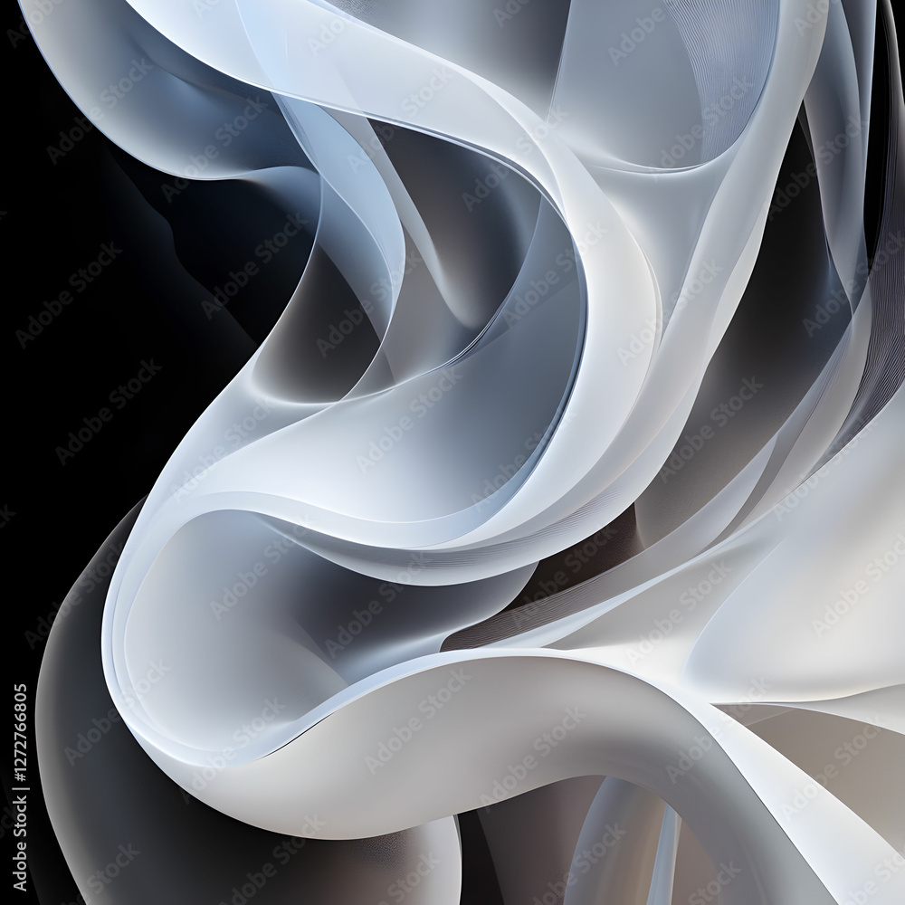 Poster an abstract composition featuring smooth bends and curves, creating a flowing, organic design