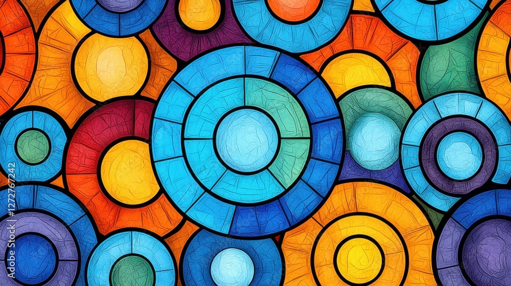 Aufkleber vibrant mosaic of colorful geometric shapes and patterns in abstract design