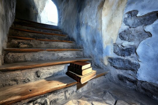 A dark and eerie Victorian-style library filled with dusty books, where a solitary reader enjoys a moment of escape