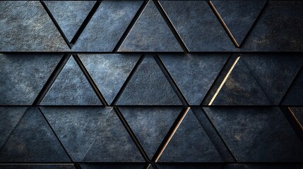 Dark moody textured triangles geometric pattern background. AI Generated