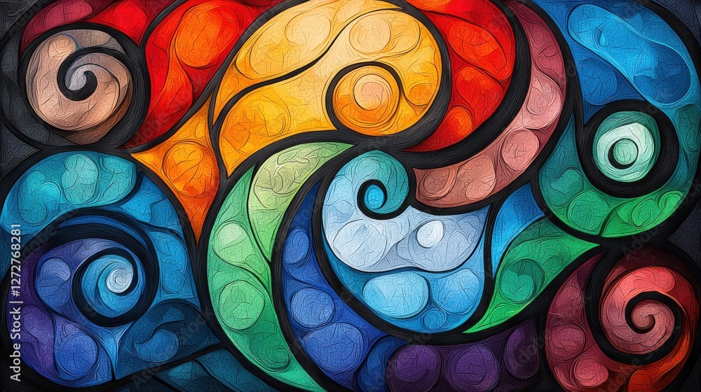 Poster vibrant swirling patterns of ethereal and captivating colorful abstract art design