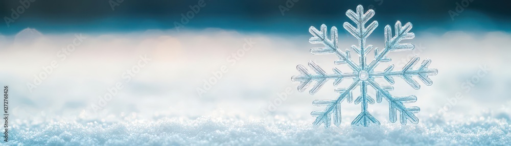 Poster closeup of a delicate snowflake resting on a soft