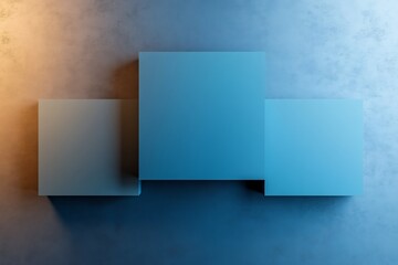 Abstract Blue Cubes Softly Lit Minimalist Design. AI Generated