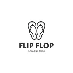 Flip Flop logo design style line art template illustration
