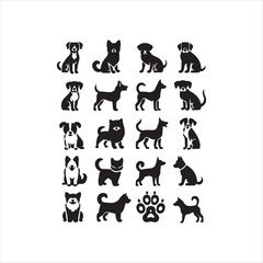 set of funny cartoon dogs