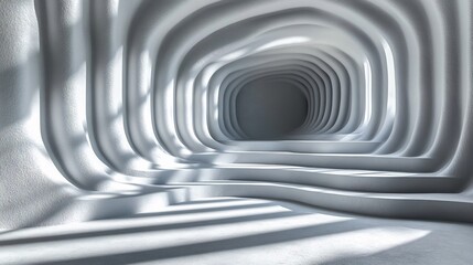 Abstract white tunnel softly lit creates calming atmosphere. AI Generated