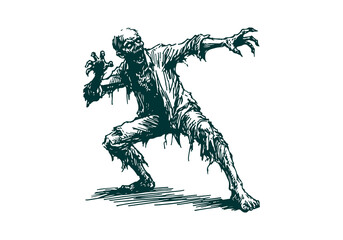 Zombie hand drawn sketch vector