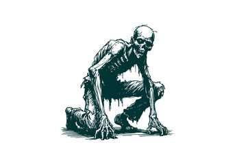 Zombie hand drawn sketch vector