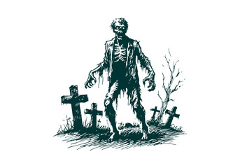 Zombie hand drawn sketch vector
