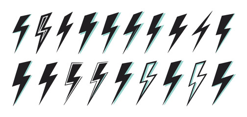 Lightning Bolt Icons Set