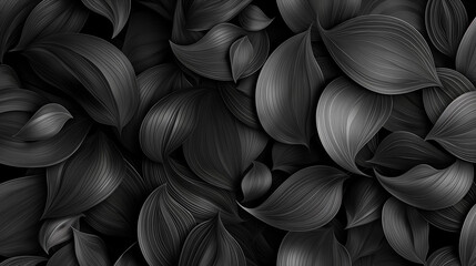 black and white minimalist Seamless pattern with leaves