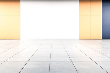 Fototapeta premium Modern minimalist storefront displays vibrant pastel colors against a clean white backdrop. AI Generated