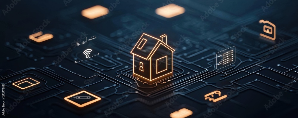 Poster enhancing smart home technology with floating digital environments for seamless living