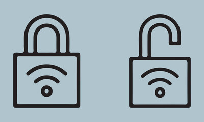 Wifi security icon logo set vector stock illustration wi-fi, cyberspace, global, network, security, service, logotype, web, computer, illustration, black, icon, vector, flat, browser, connection, cont