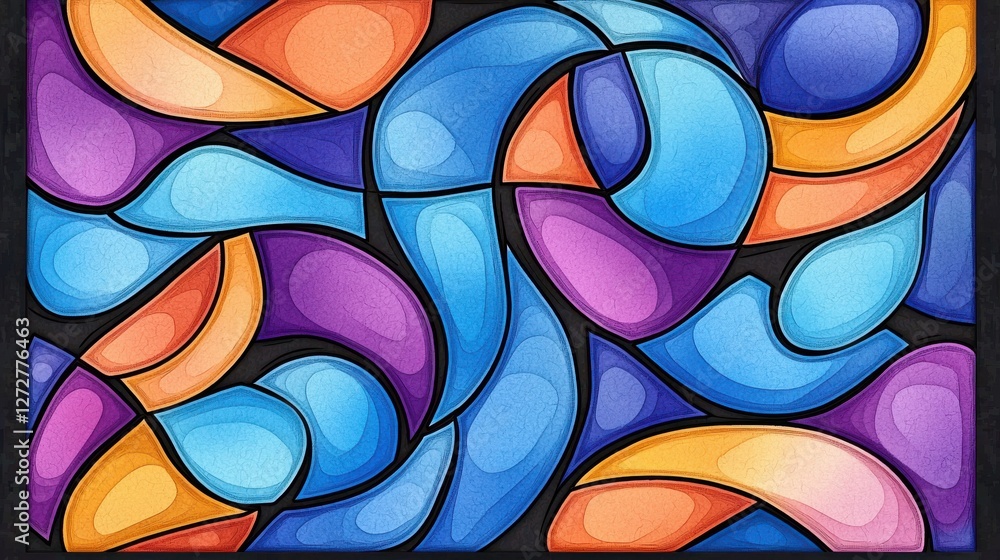 Poster vibrant abstract swirls and curves mesmerizing chromatic patterns for visually captivating designs