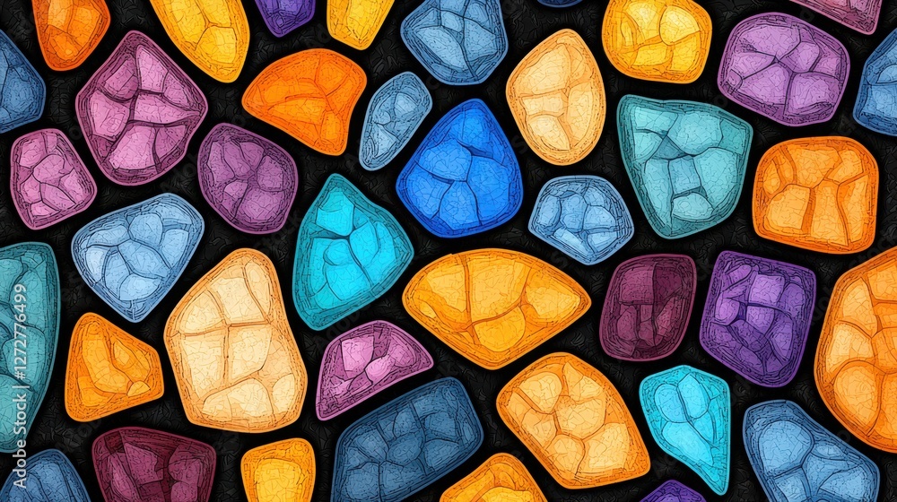 Aufkleber vibrant multicolored mosaic pattern with geometric shapes and textured surface
