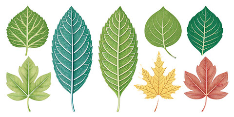 Obraz premium 8 Leaf vector set, elements for design , Leaves on White Background