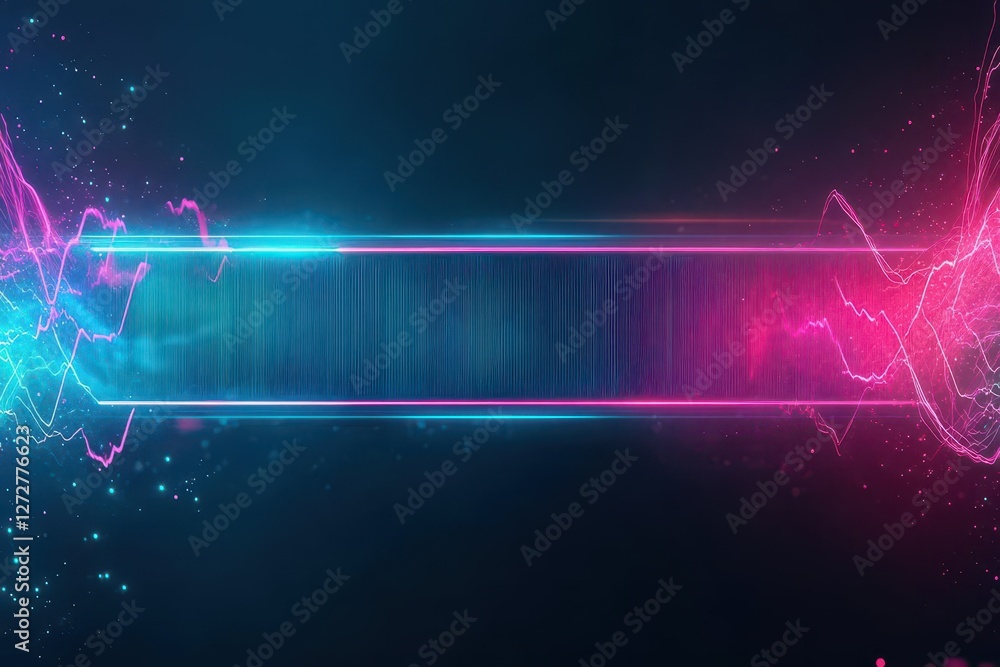Poster vibrant abstract background with geometric shapes and neon lighting effects