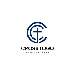 christian cross church logo initial C