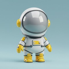 Fototapeta premium Cartoon Astronaut Character Illustration on Blue Background for Space Themes