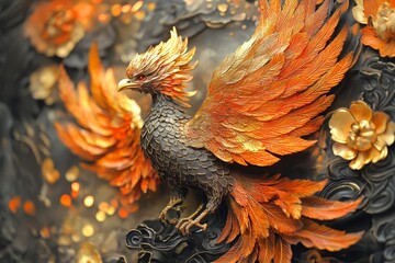 mythical phoenix rising from its fiery ashes, Generative AI