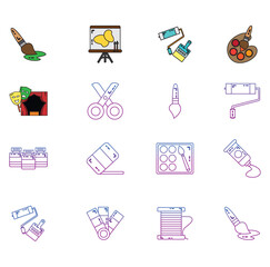 Vector icon set of arts with white background