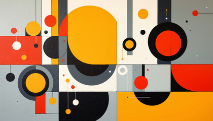 Obraz premium Abstract Geometric Art Bold Circles Squares and Dynamic Color Composition
