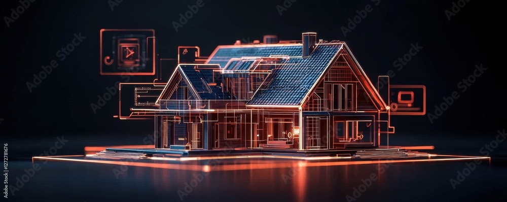 Aufkleber designing a luxury smart home with floating holographic technology modern architecture digital envir