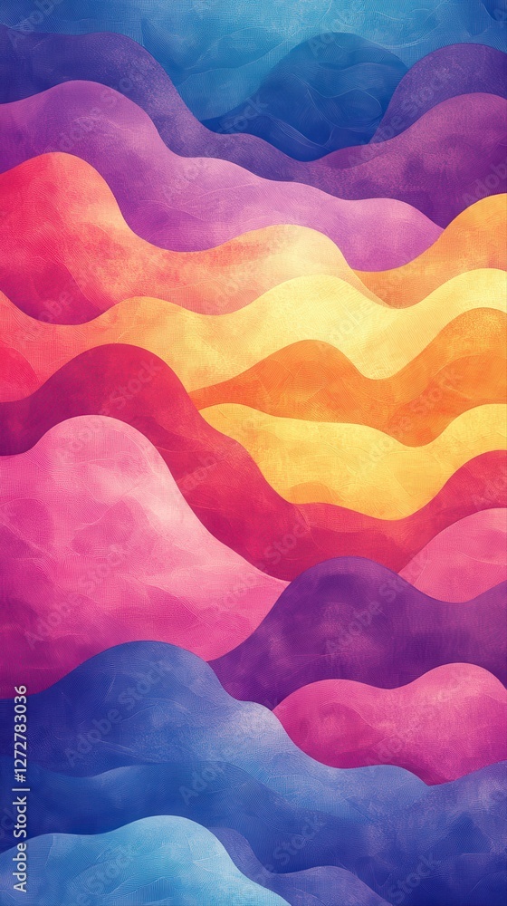 Poster colorful sunset painting with vibrant gradient background and seamless color transition in a low res
