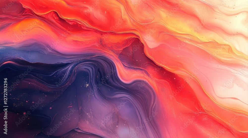 Poster colorful abstract painting with fluid gradient and smooth artistic design in vibrant hues and patter