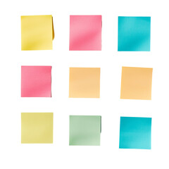 Colorful sticky notes arranged in a grid on black background