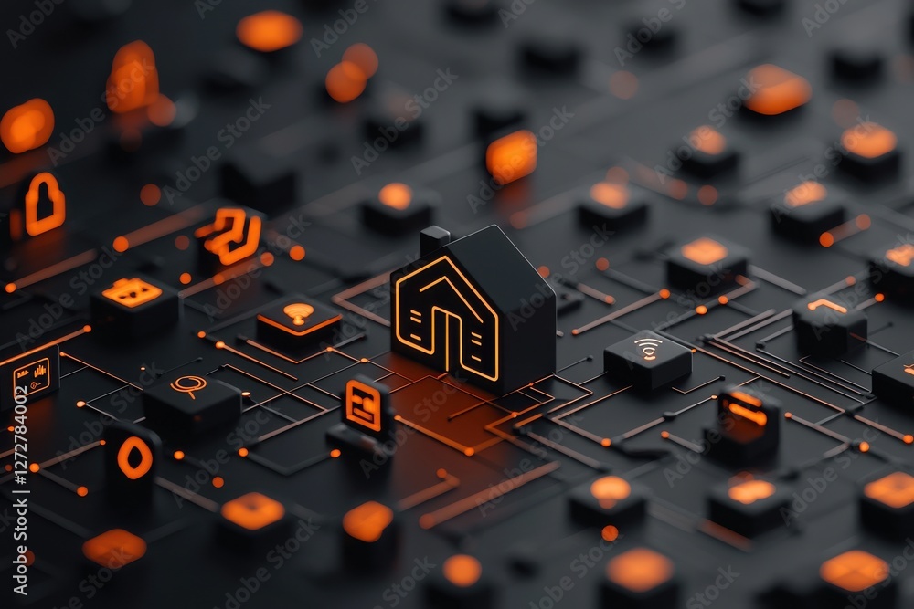 Poster enhancing smart home technology a glowing showcase of ai-powered interconnectivity in modern living 