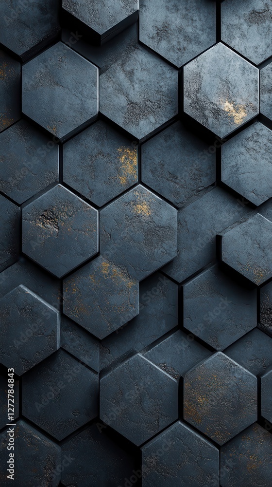 Aufkleber black and gold hexagon pattern with dark to light gradient background in modern digital design