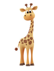 Fototapeta premium cartoon character giraffe isolated on transparent white background, png.