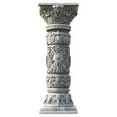 Ornate Stone Column Architectural Detail Intricate Carving Ancient Design,