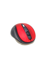 Red black computer mouse on a white background from several angles