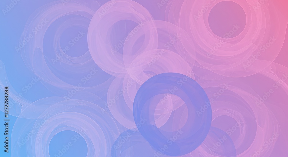 Poster abstract colorful circular swirl patterns with gradient pink and blue background
