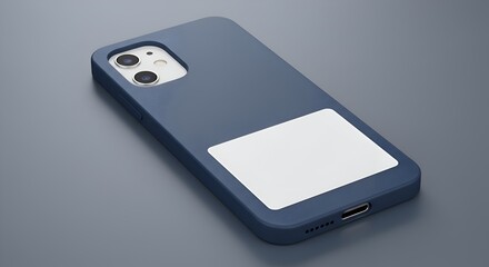 Stylish navy phone case mockup with blank space.