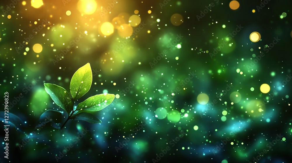 Poster abstract blue,green bokeh background with blurred bokeh circles for christmas or spring concepts in 