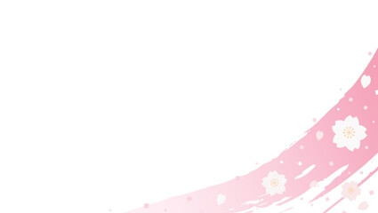 桜と筆書きのストローク、背景フレーム