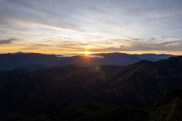 colorful dramatic sky with cloud at sunset