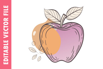 Hand-Drawn Apple Illustration, Modern Aesthetic Editable Vector Design